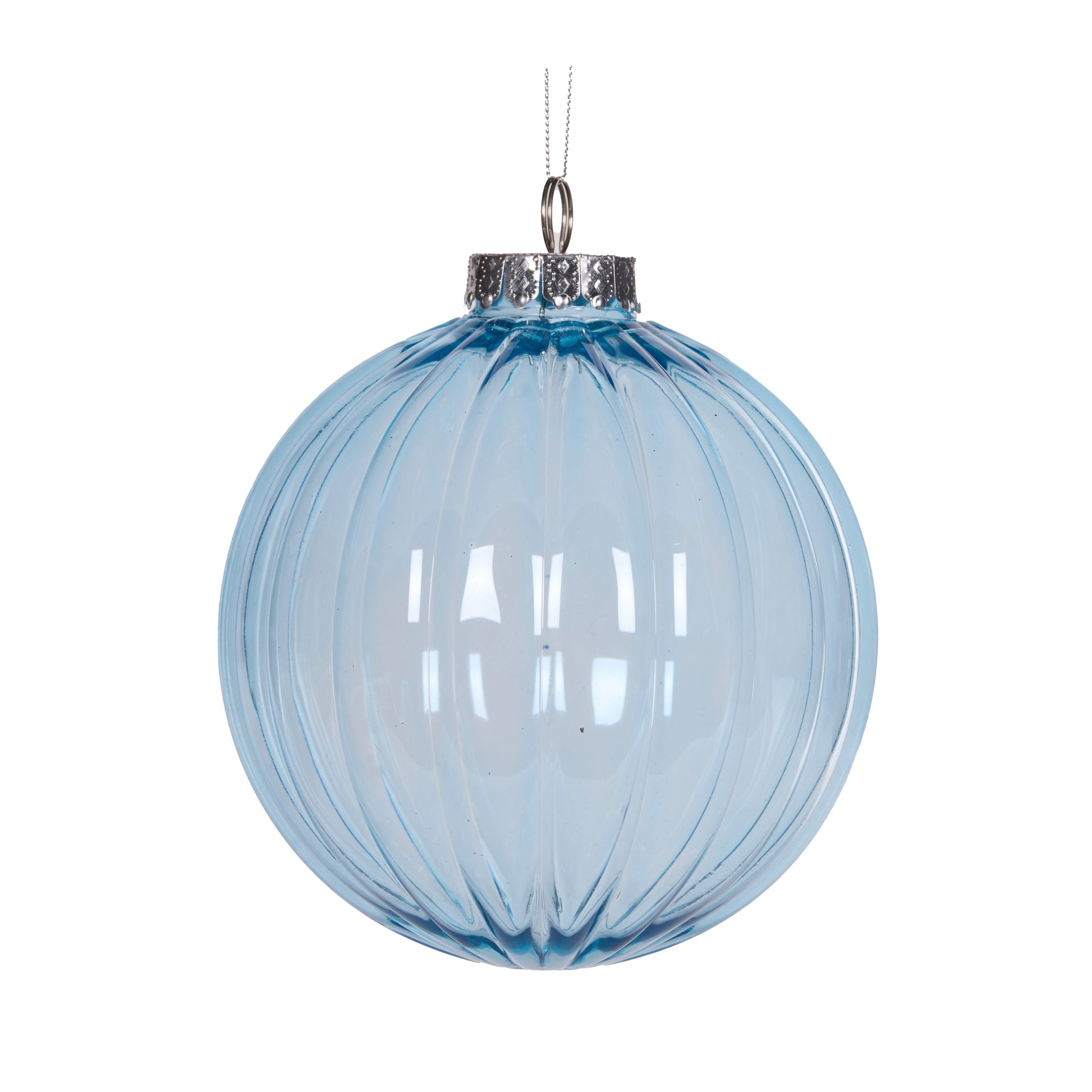 Light Blue Ribbed Bauble