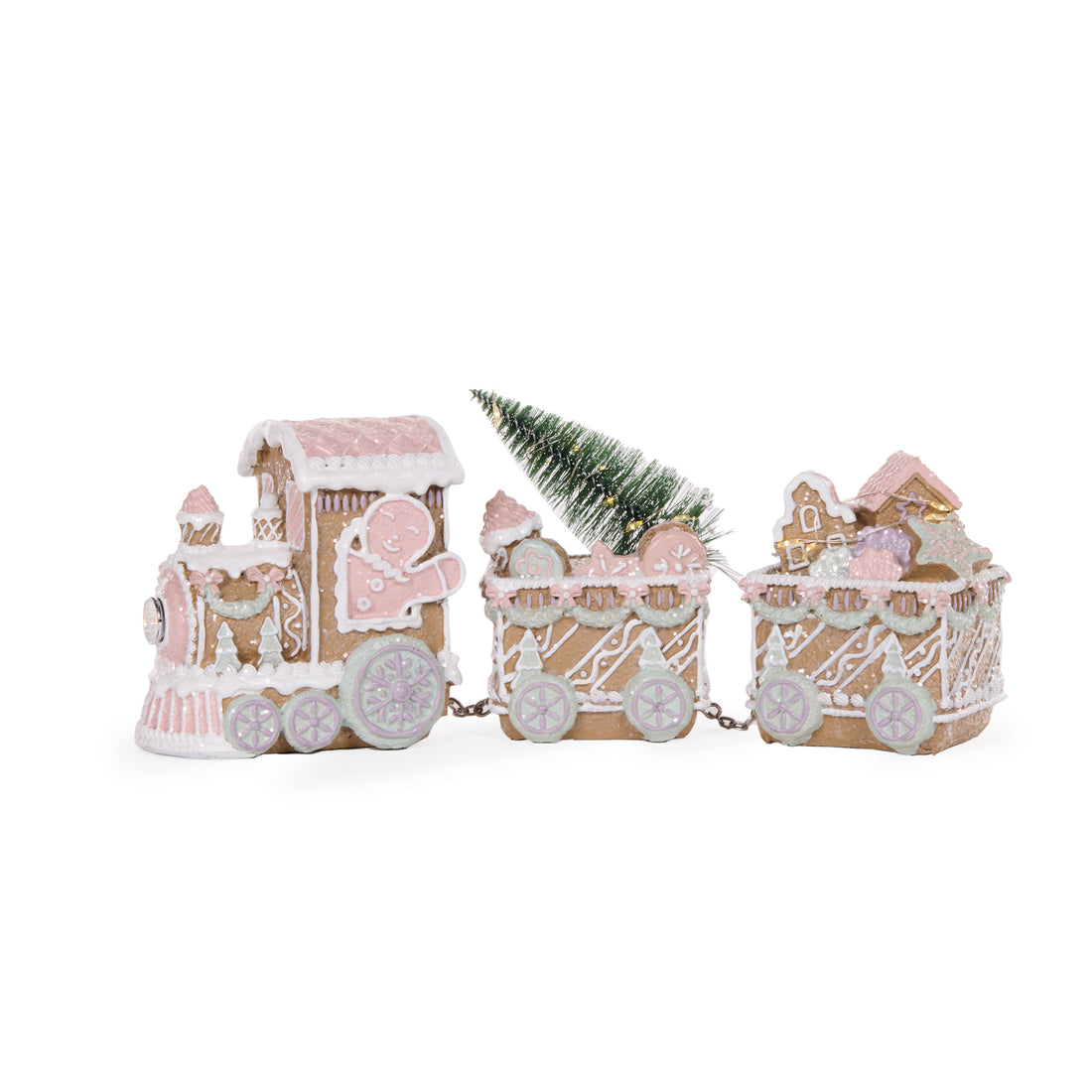 Light-Up Piped Pastel Gingerbread Train