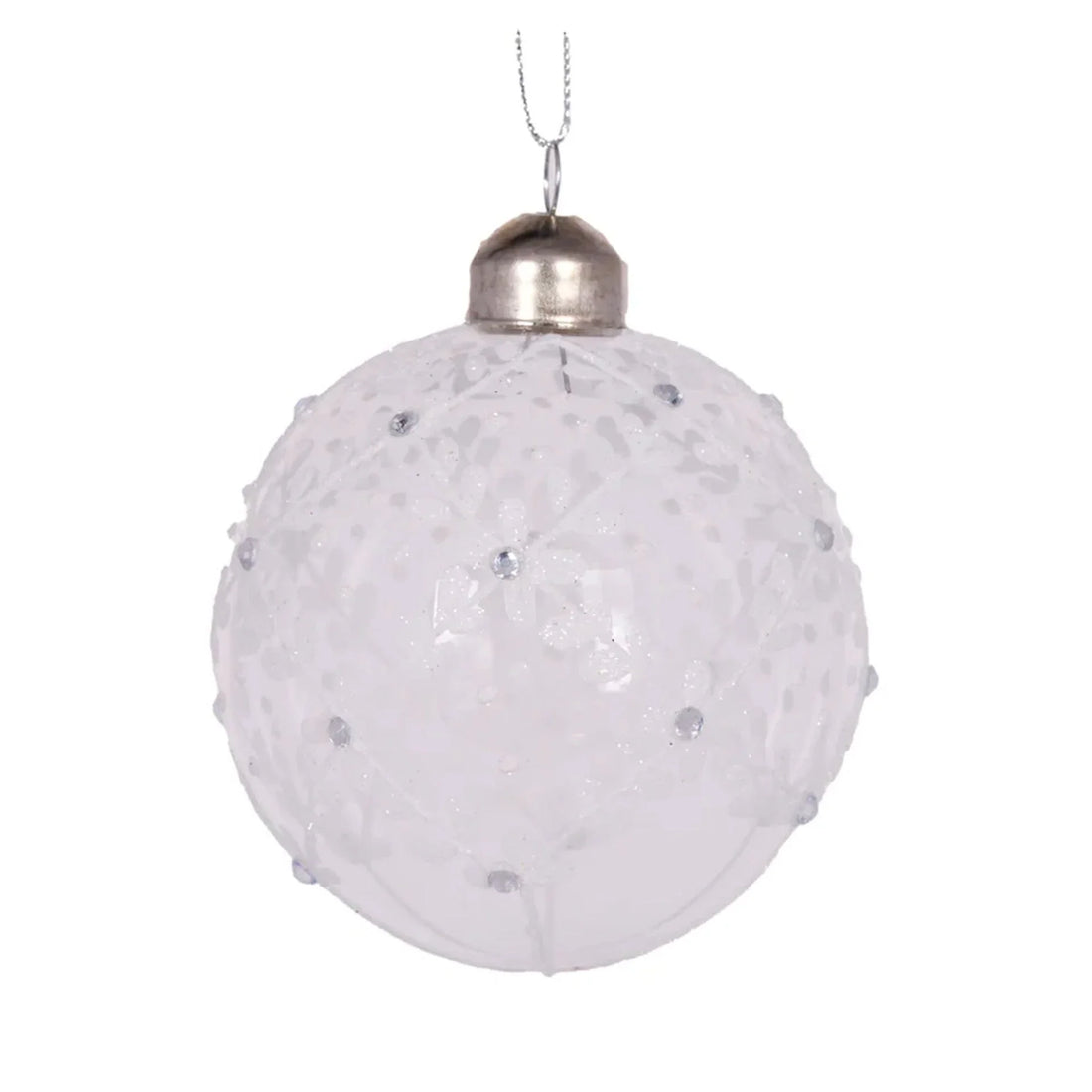Clear Intricate Vine Bauble 8cm