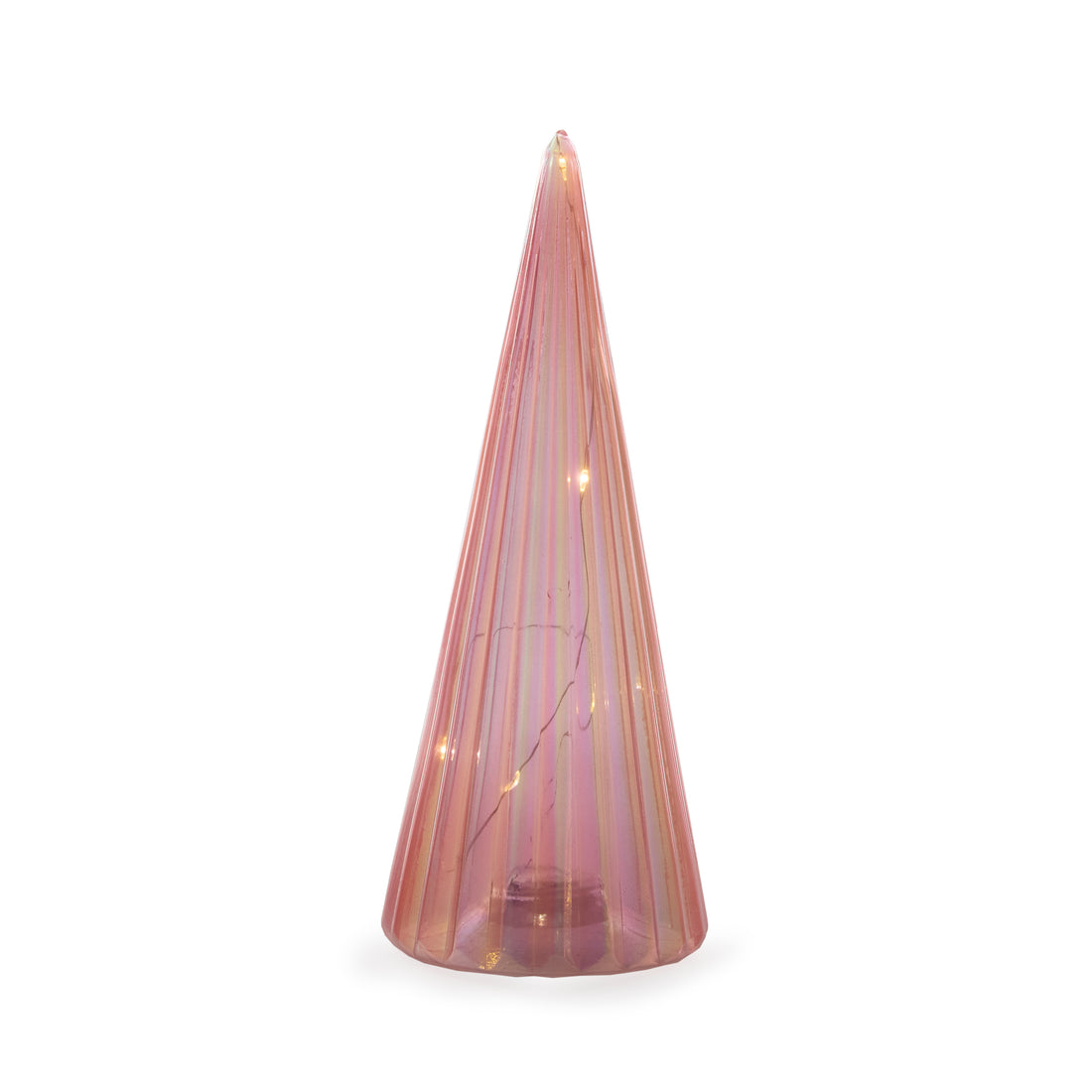 26cm Iridescent Pink Ribbed Light-Up Tree