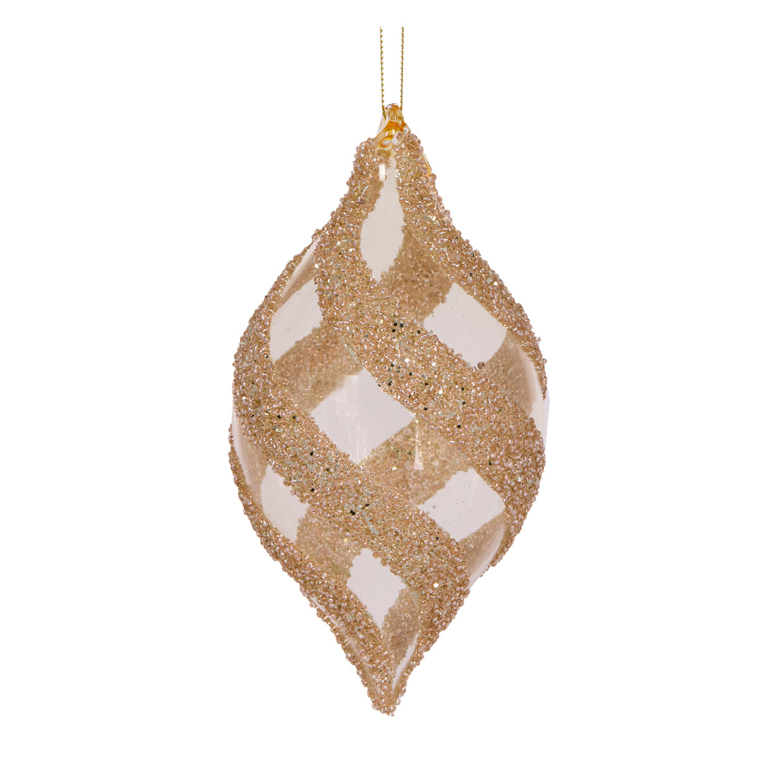 Champagne Crystal Swirl Drop Bauble