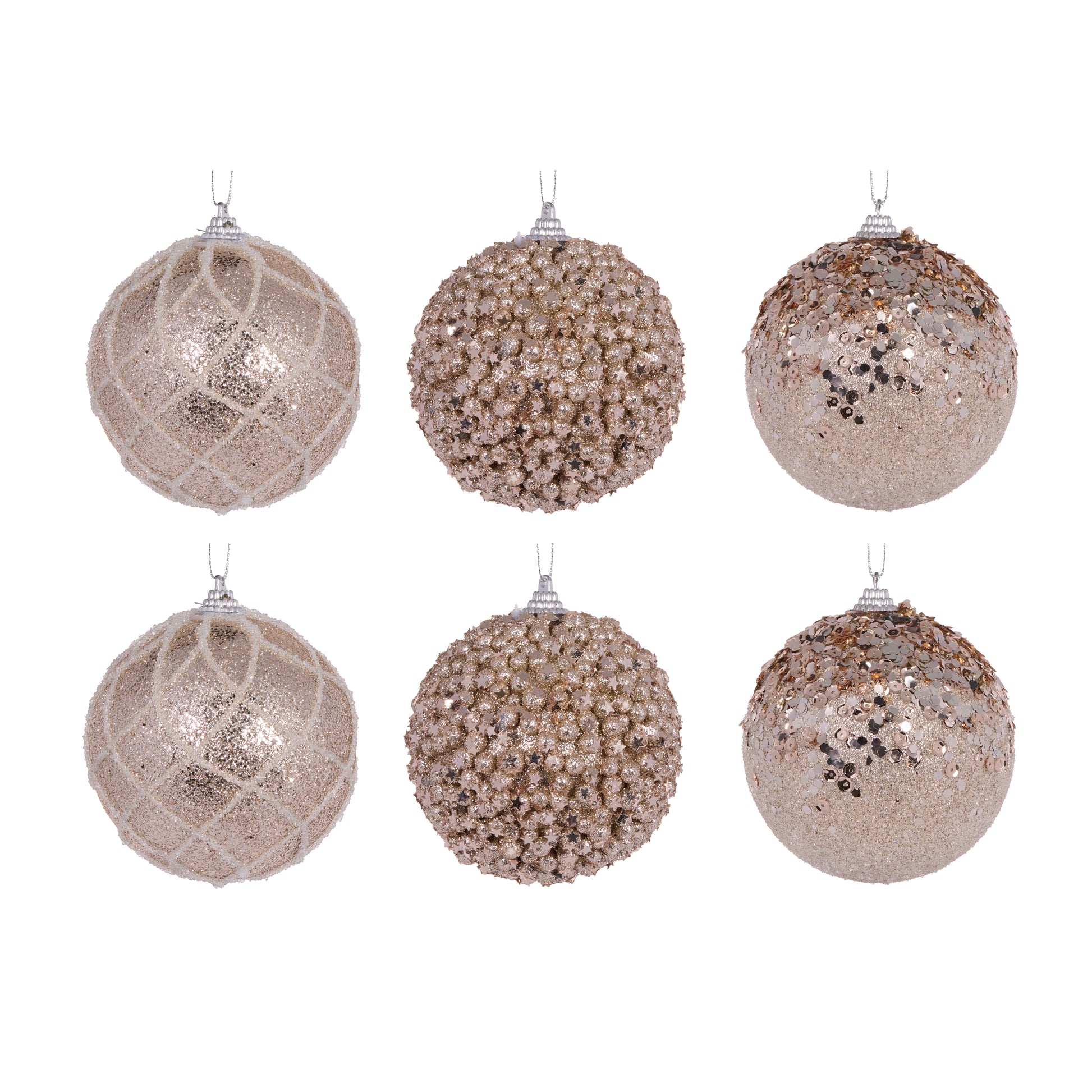 6 Pack Shatterproof Champagne Baubles