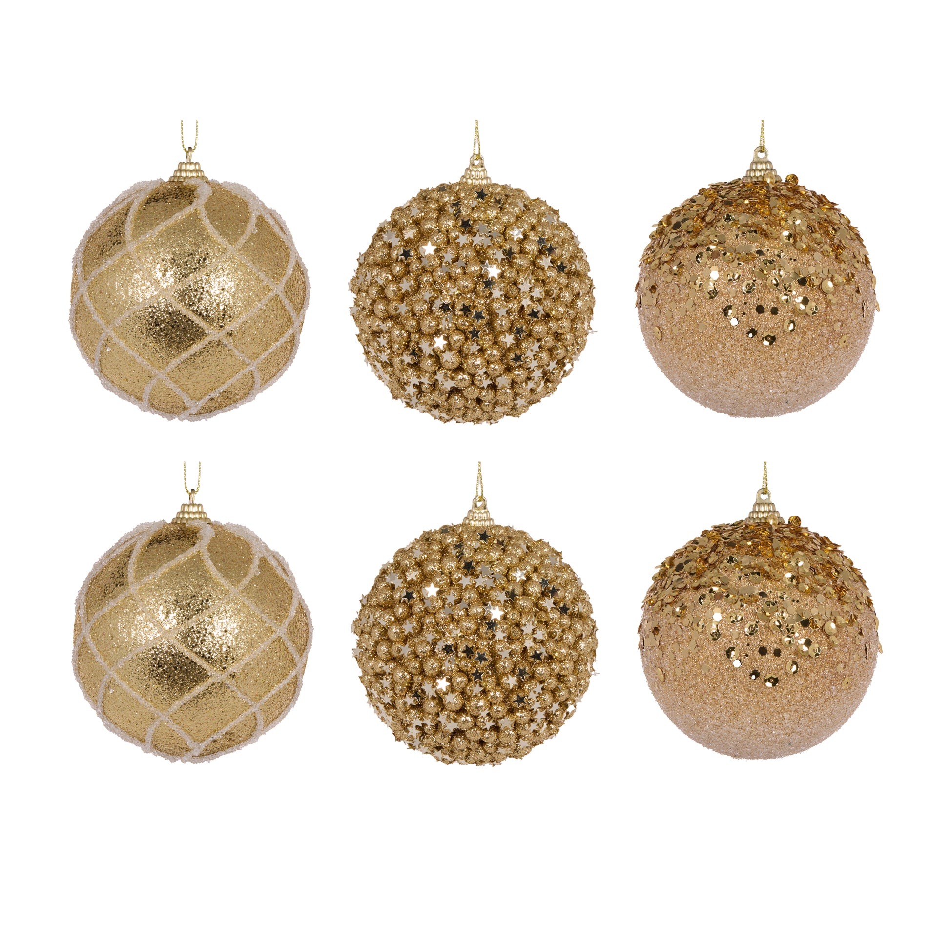 6 Pack Shatterproof Gold Baubles