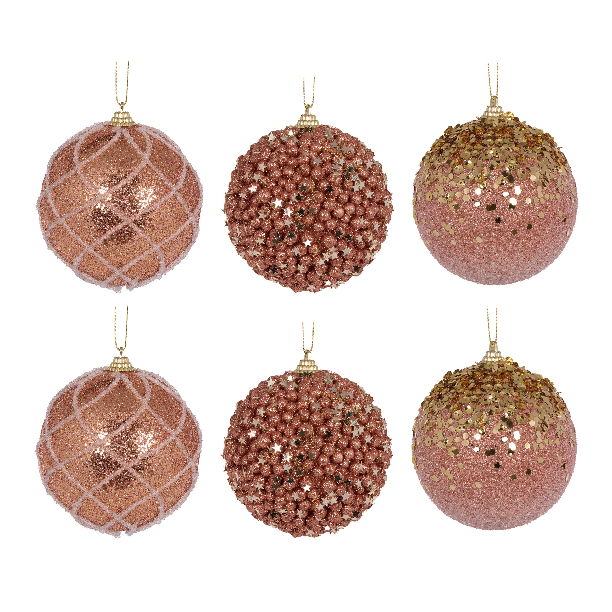 6 Pack Shatterproof Copper Baubles