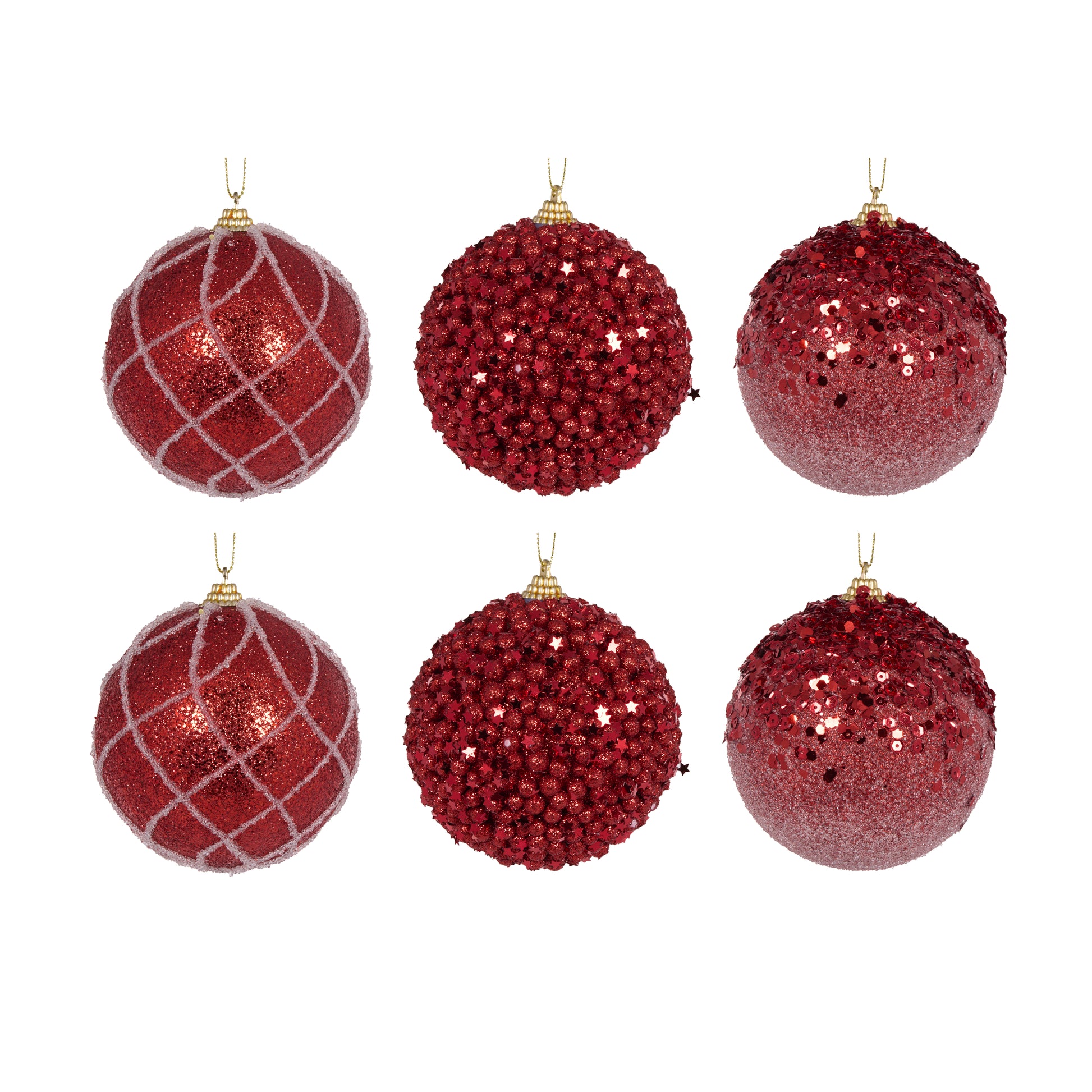 6 Pack Shatterproof Red Baubles