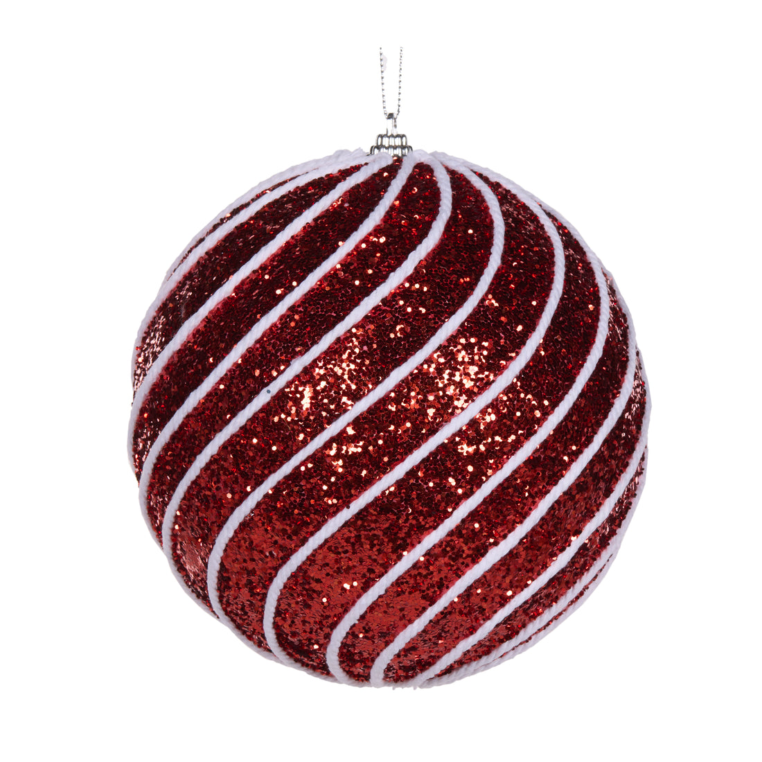 XL Red And White Swirl Bauble