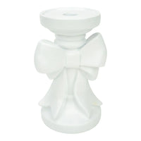 White ceramic candle holder with bow design, elegant home décor accent piece