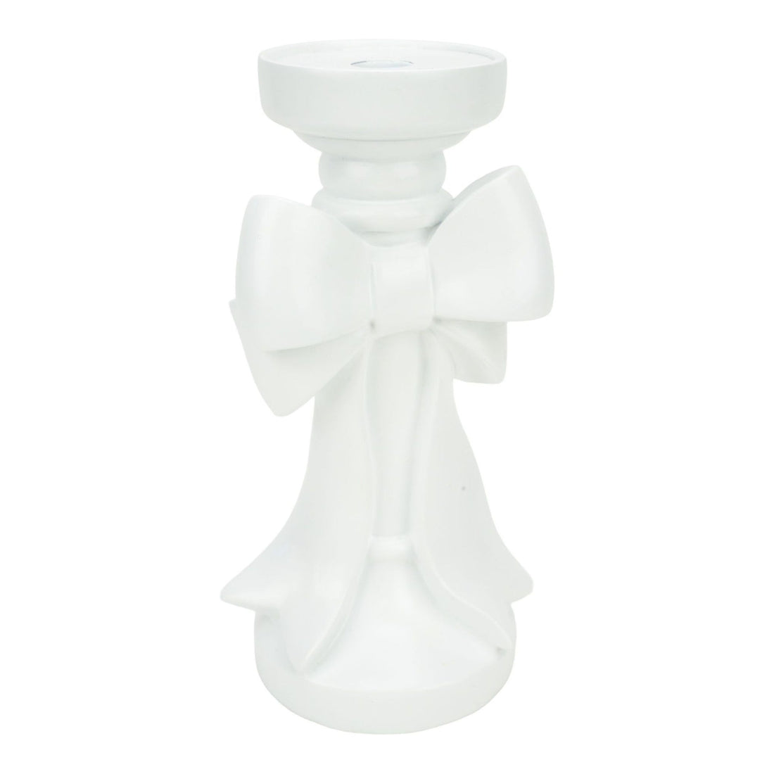 25cm White Bow Pillar Candle Holder