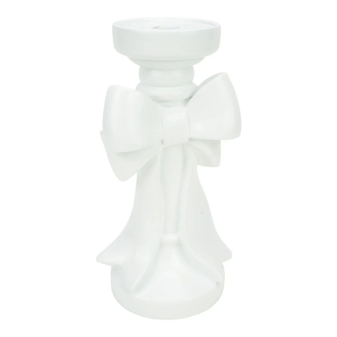 White ceramic candle holder with bow detail, elegant home décor accessory