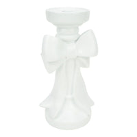 White ceramic candle holder with bow detail, elegant home décor accessory