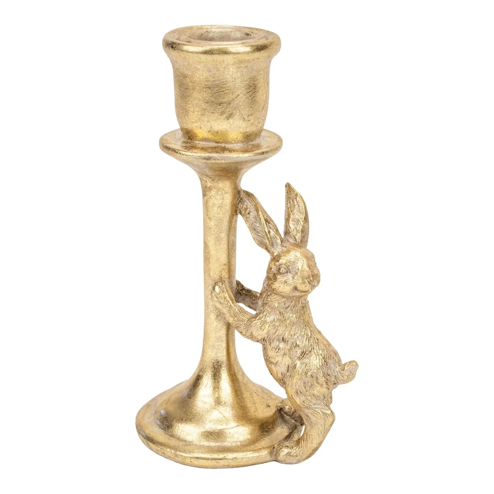 Gold rabbit candle holder, elegant home décor with vintage charm for tabletop styling