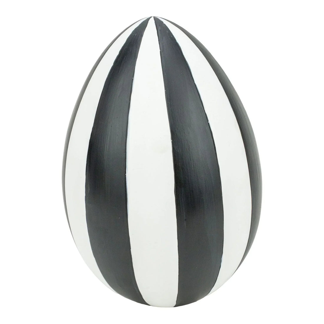 Black and white striped decorative egg for modern home décor and interior styling