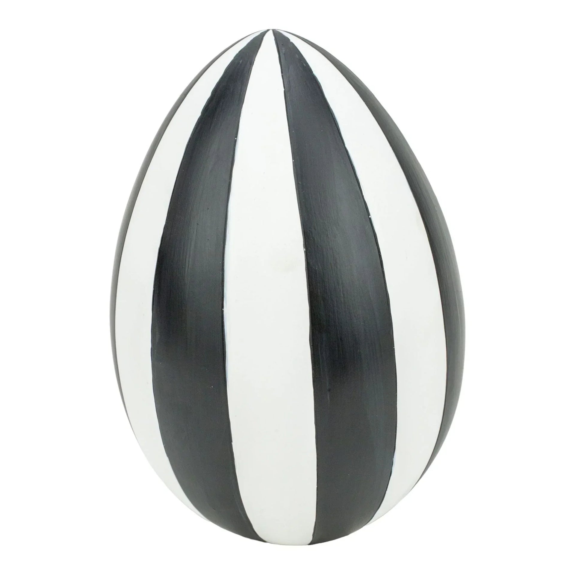 Black and white striped decorative egg for modern home décor and interior styling