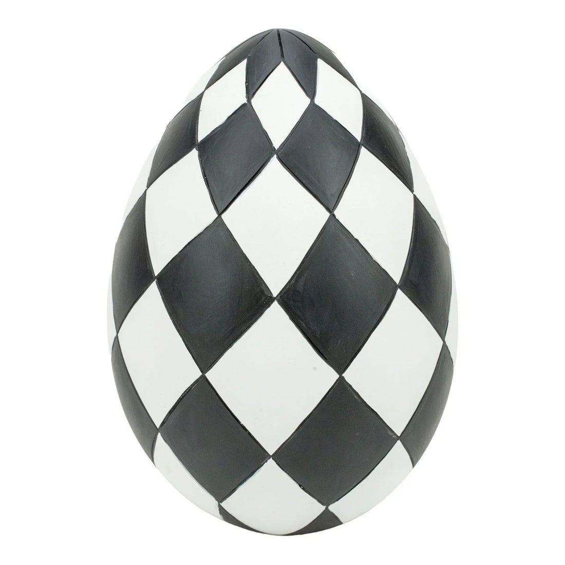 Black and white harlequin pattern decorative egg for modern home décor