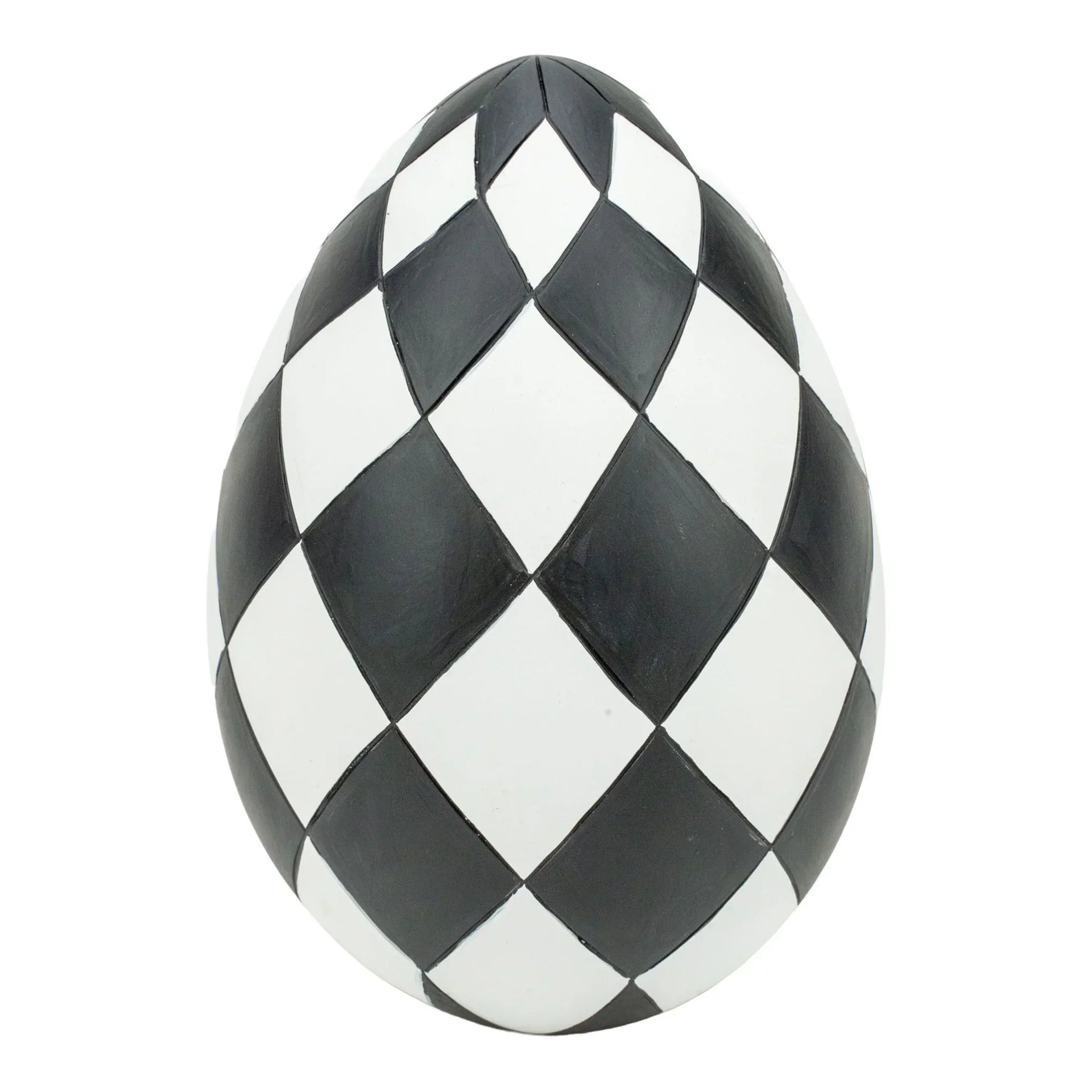 Black and white harlequin pattern decorative egg for modern home décor