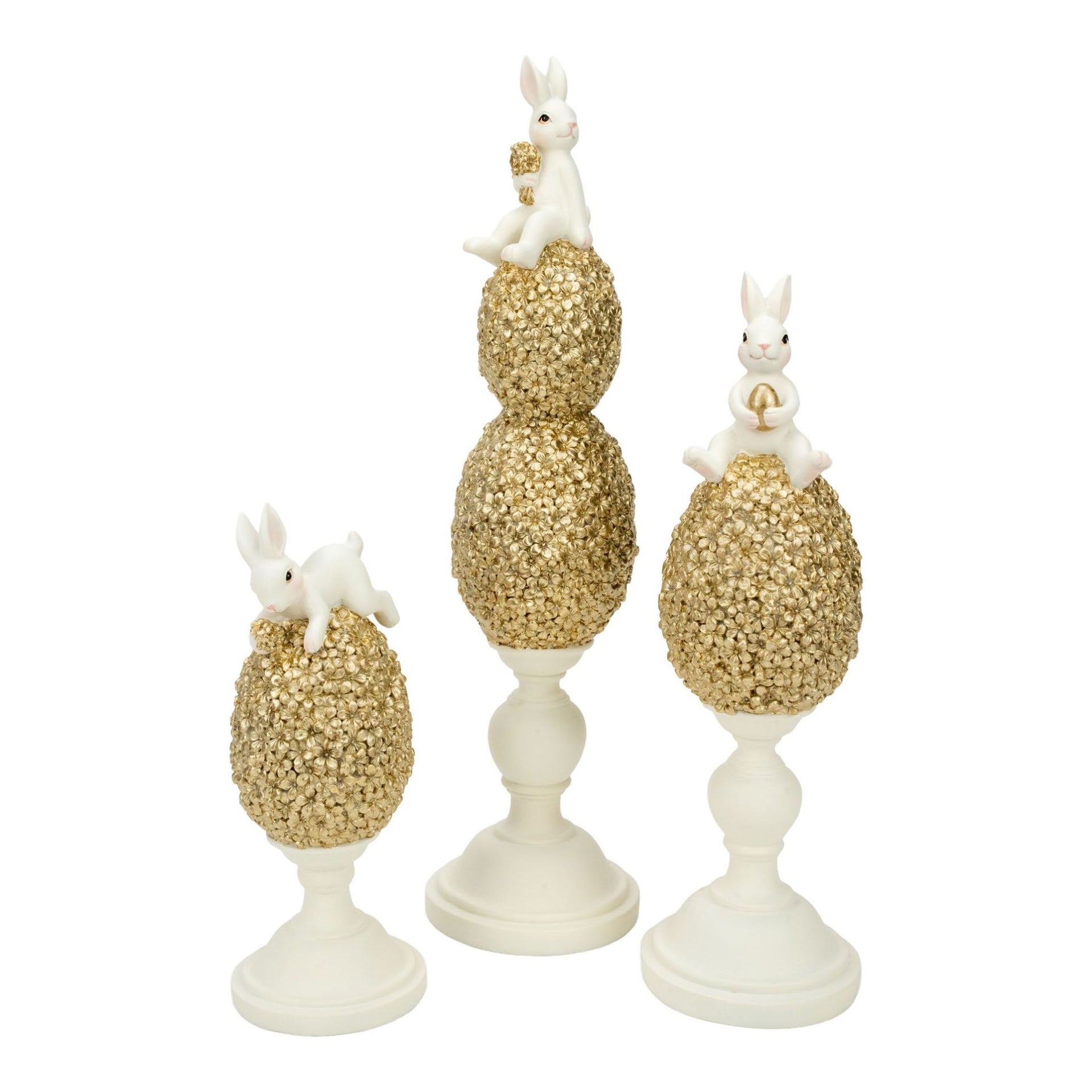 30cm Bunny on Champagne Floral Eggs