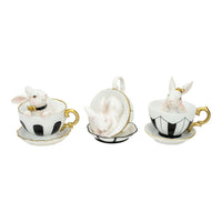 Assorted Luxe Bunny in Tea Cups Assorted - 8.5cm
