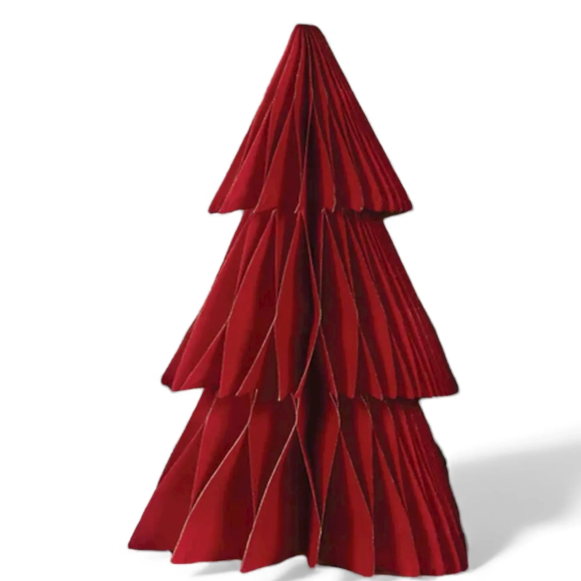 Red pleated velvet Christmas tree decoration for festive home décor