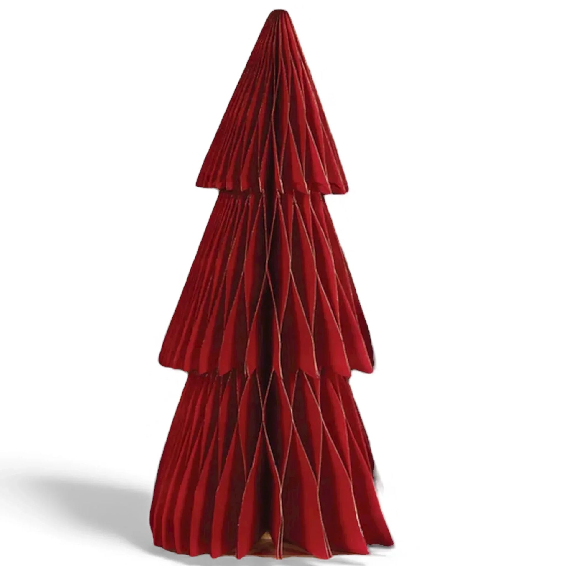 Red pleated paper Christmas tree decoration for festive home décor