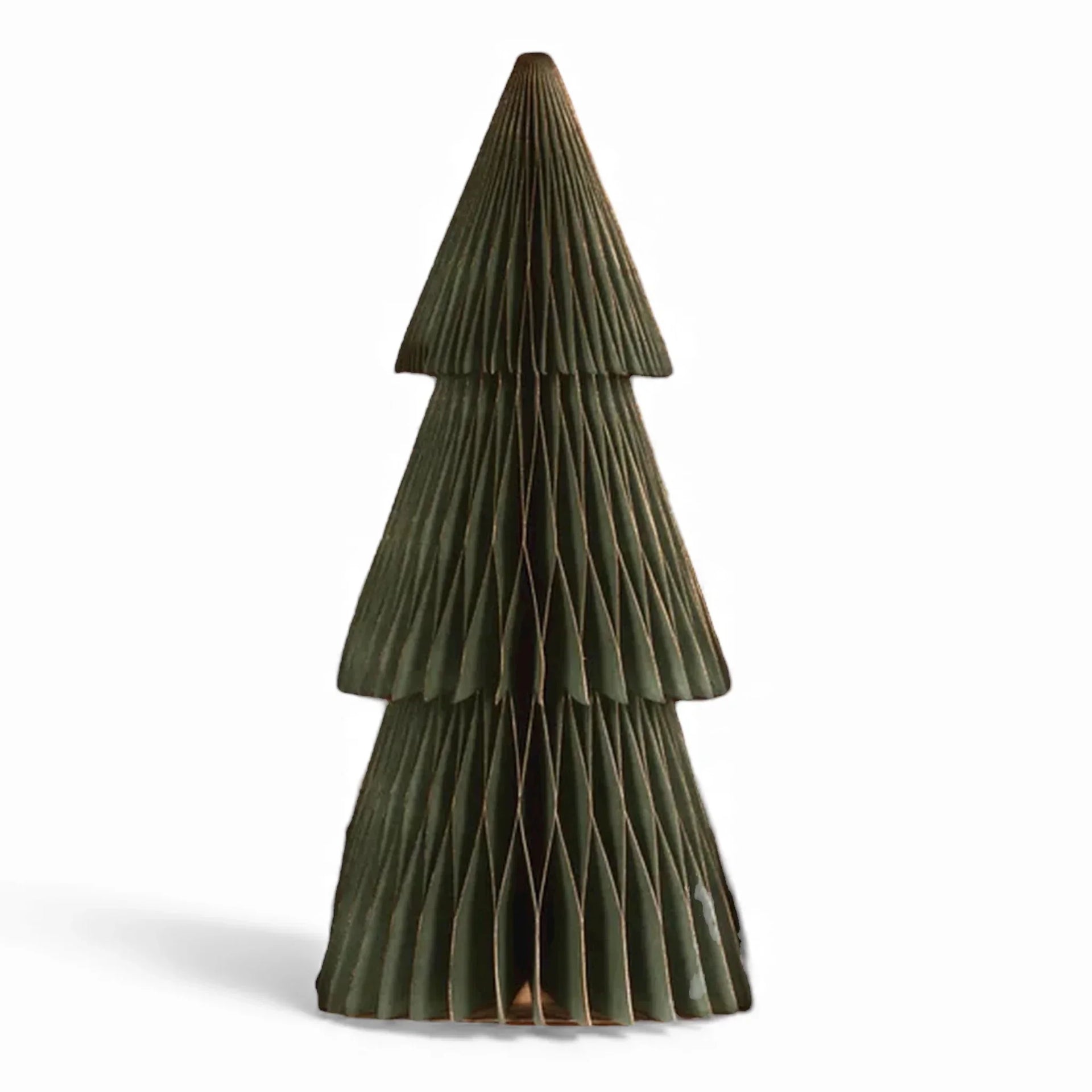 Green pleated paper Christmas tree decoration for modern home décor