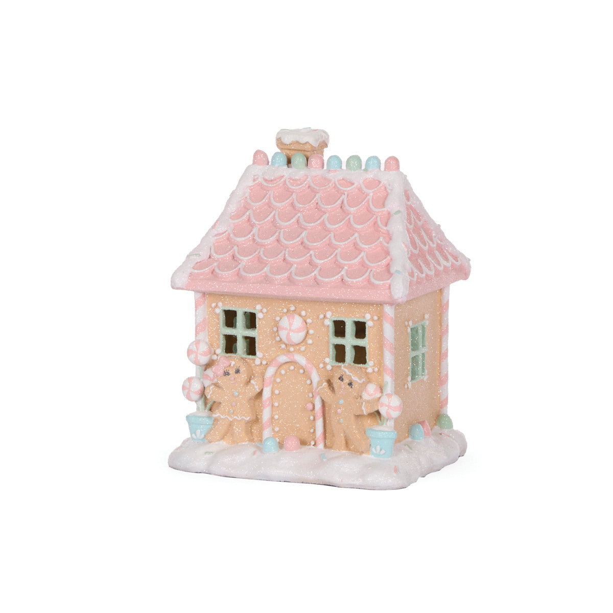 LED Piped Pastel Gingerbread Cottage - 22cm