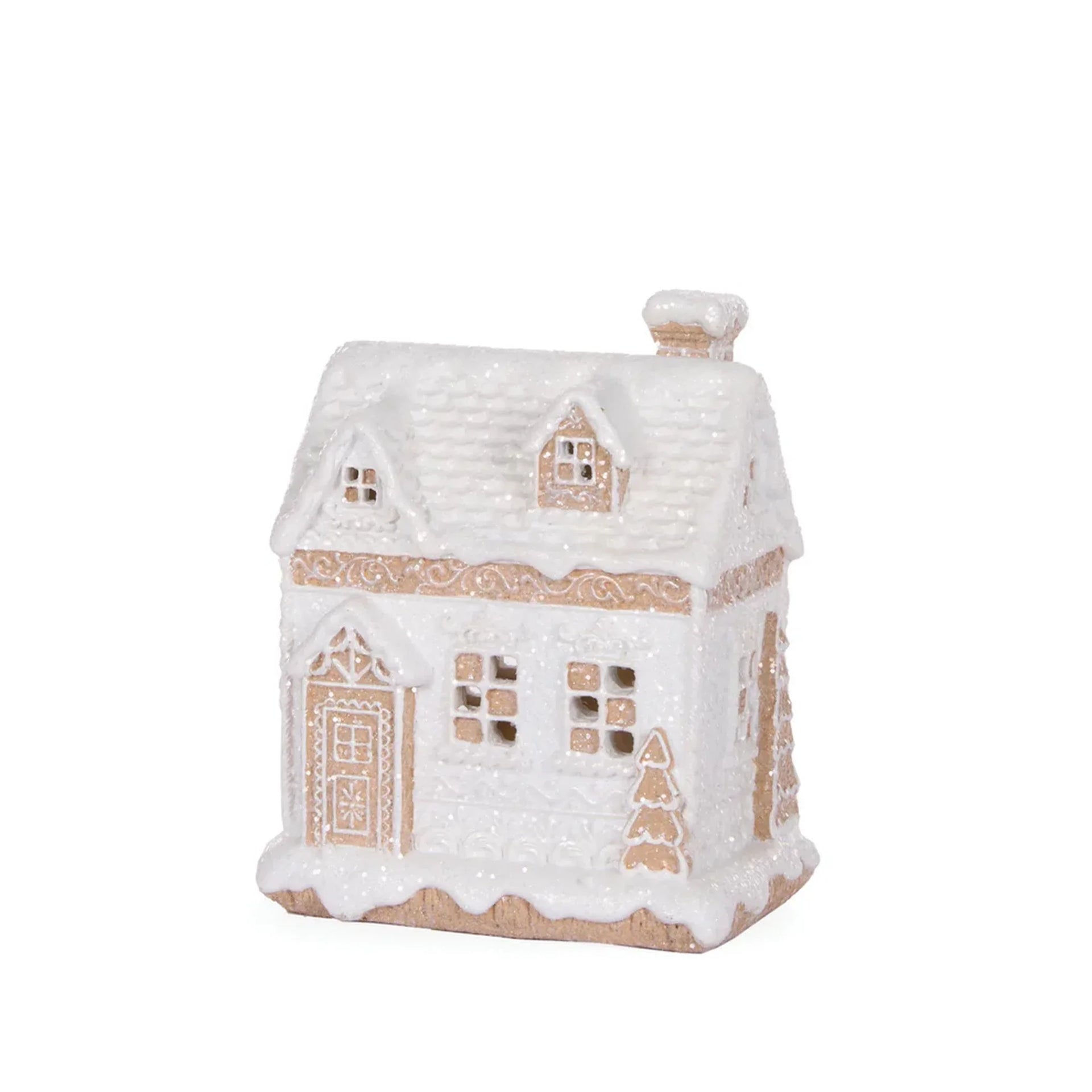 LED White Gingerbread Cottage