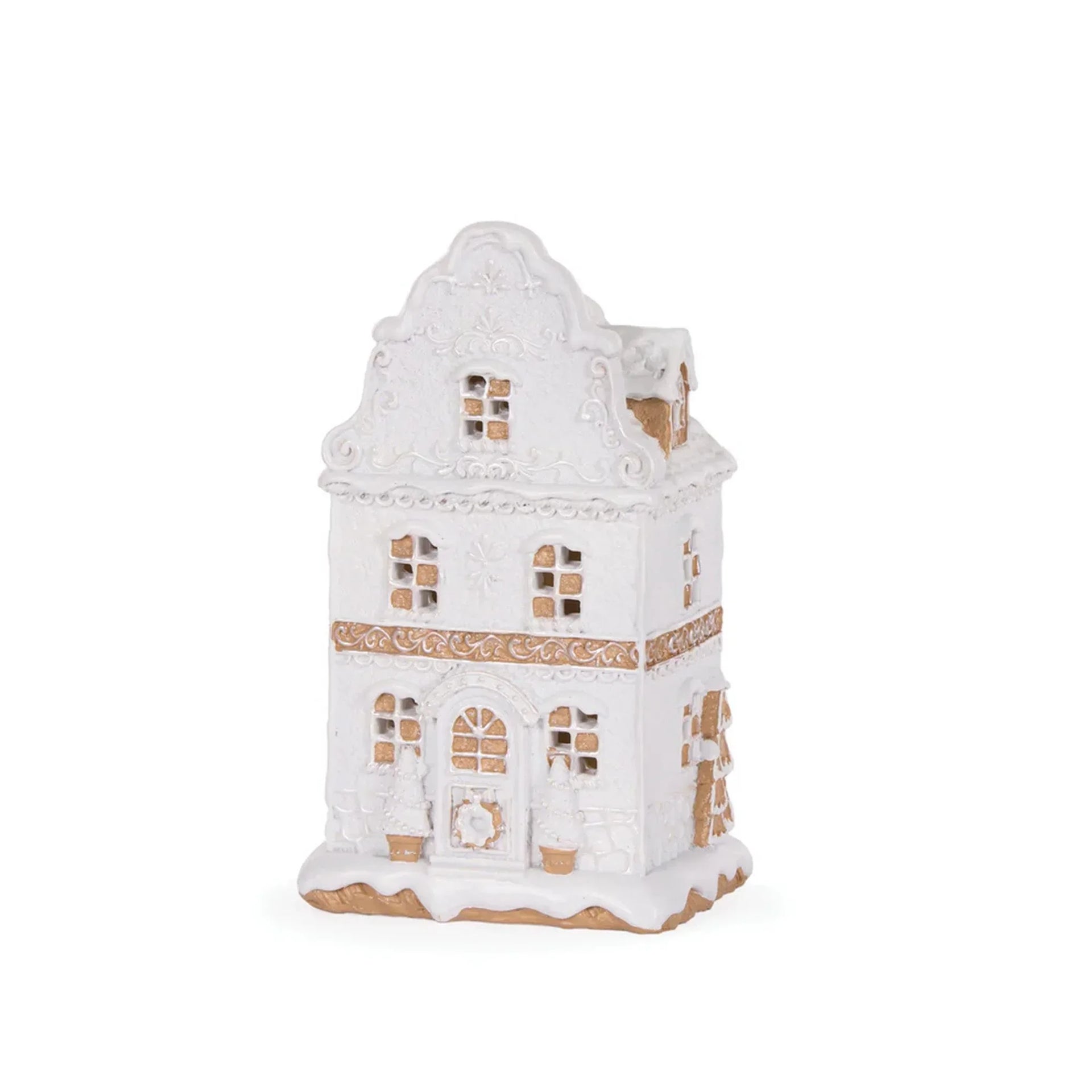 LED White Gingerbread Hotel