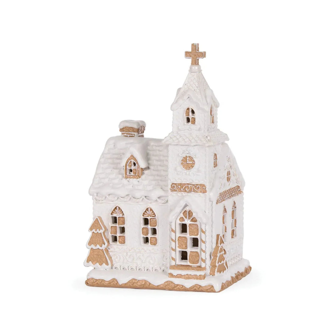 LED White Gingerbread Church