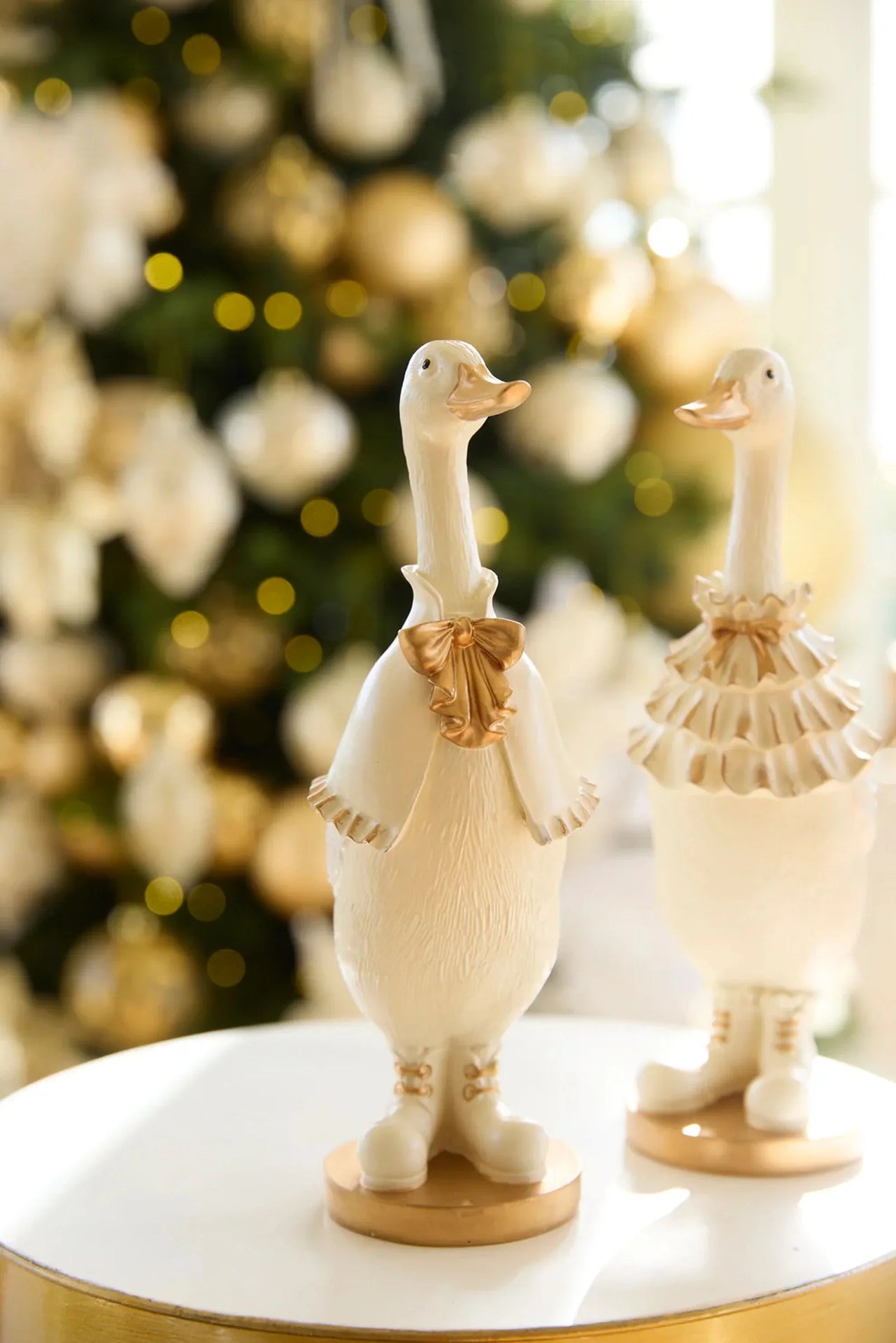 Ivory & Gold Regal Duck With Cape