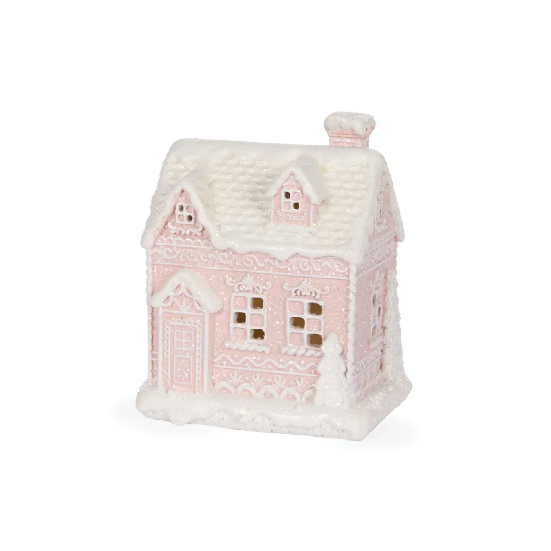 LED Pink Gingerbread Cottage - 13x10.5x17 cm 