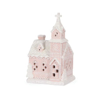 LED Pink Gingerbread Church - 14x12x23.5 cm
