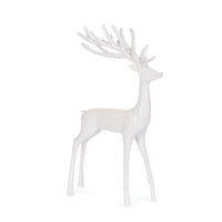 White ceramic deer figurine with antlers, elegant home décor accent for living room or shelf display