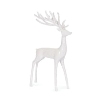 White ceramic deer figurine with antlers, elegant home décor accent for living room or shelf display