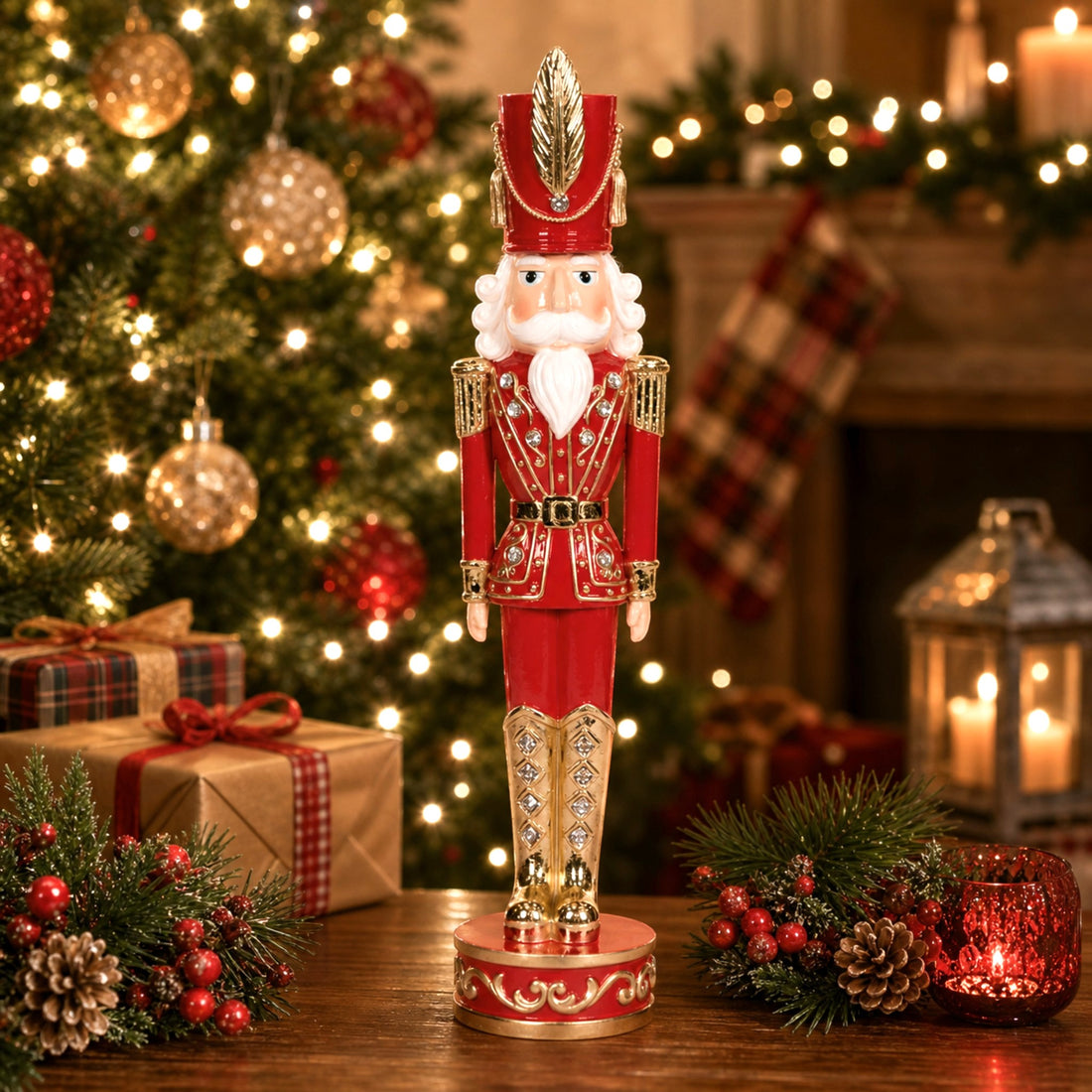Red and Gold Jewel Nutcracker - 43cm