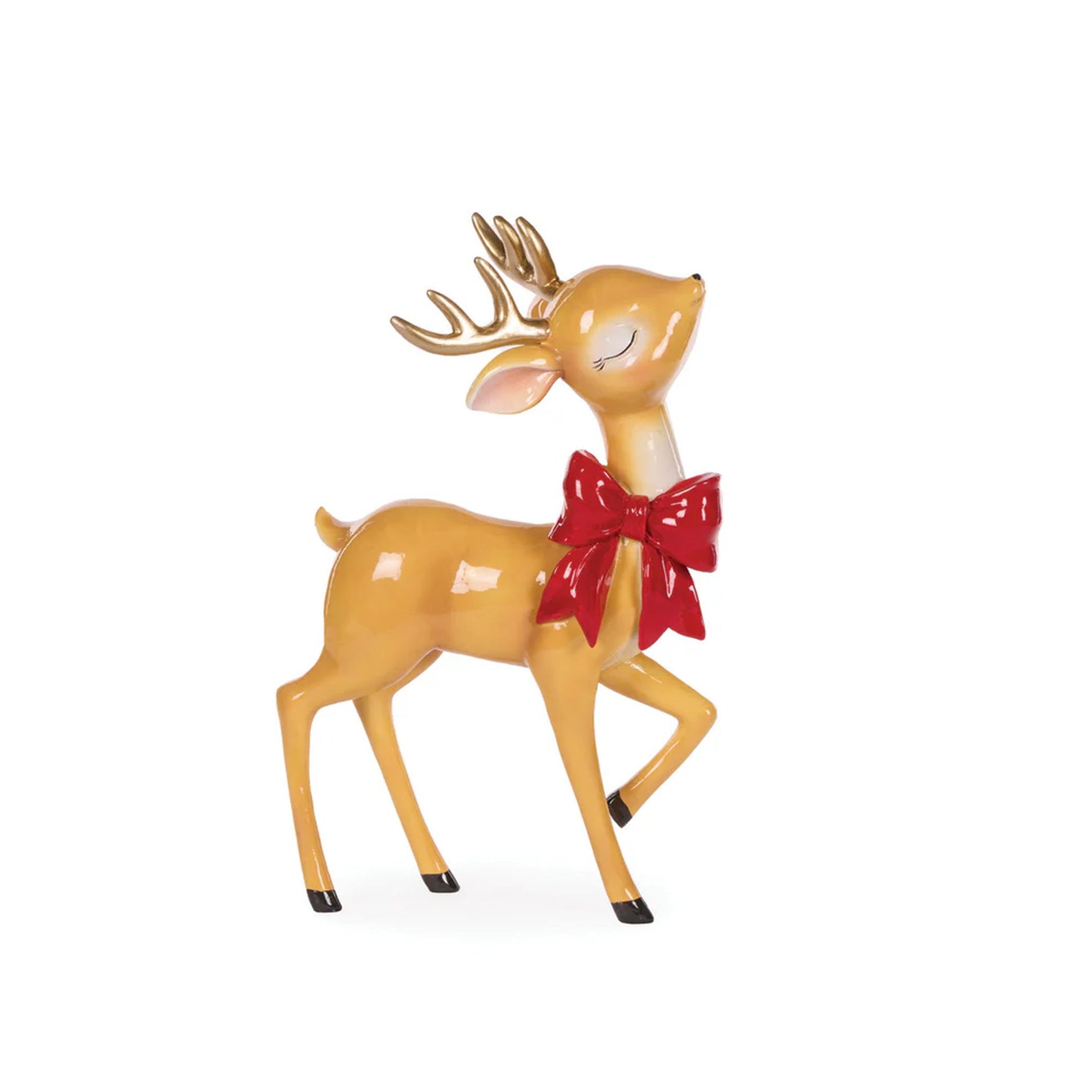 Standing Retro Reindeer With Bow  20.5x12.5x31cm