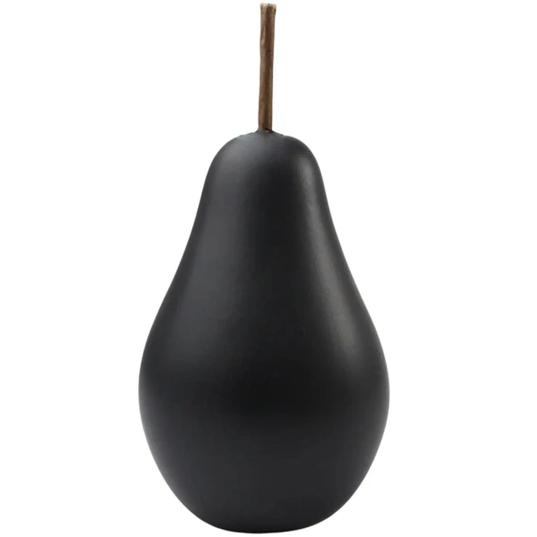 Matte black pear-shaped home decor with natural stem, modern tabletop accent piece
