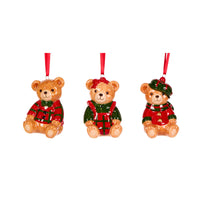 Ceramic Teddy Bear Ornaments - Assorted