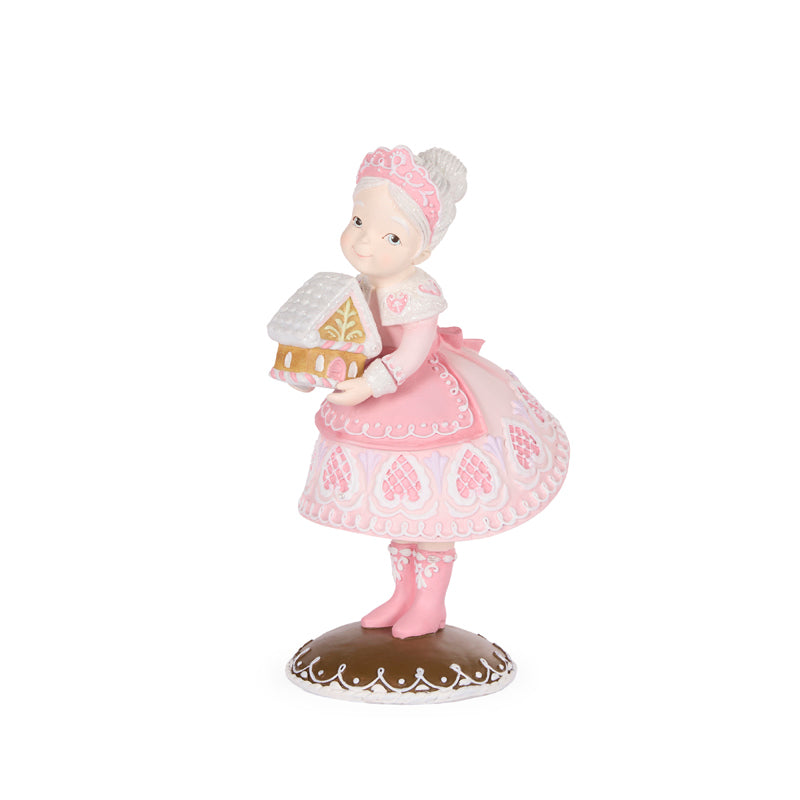 Pastel Gingerbread Mrs. Claus with House - 20cm
