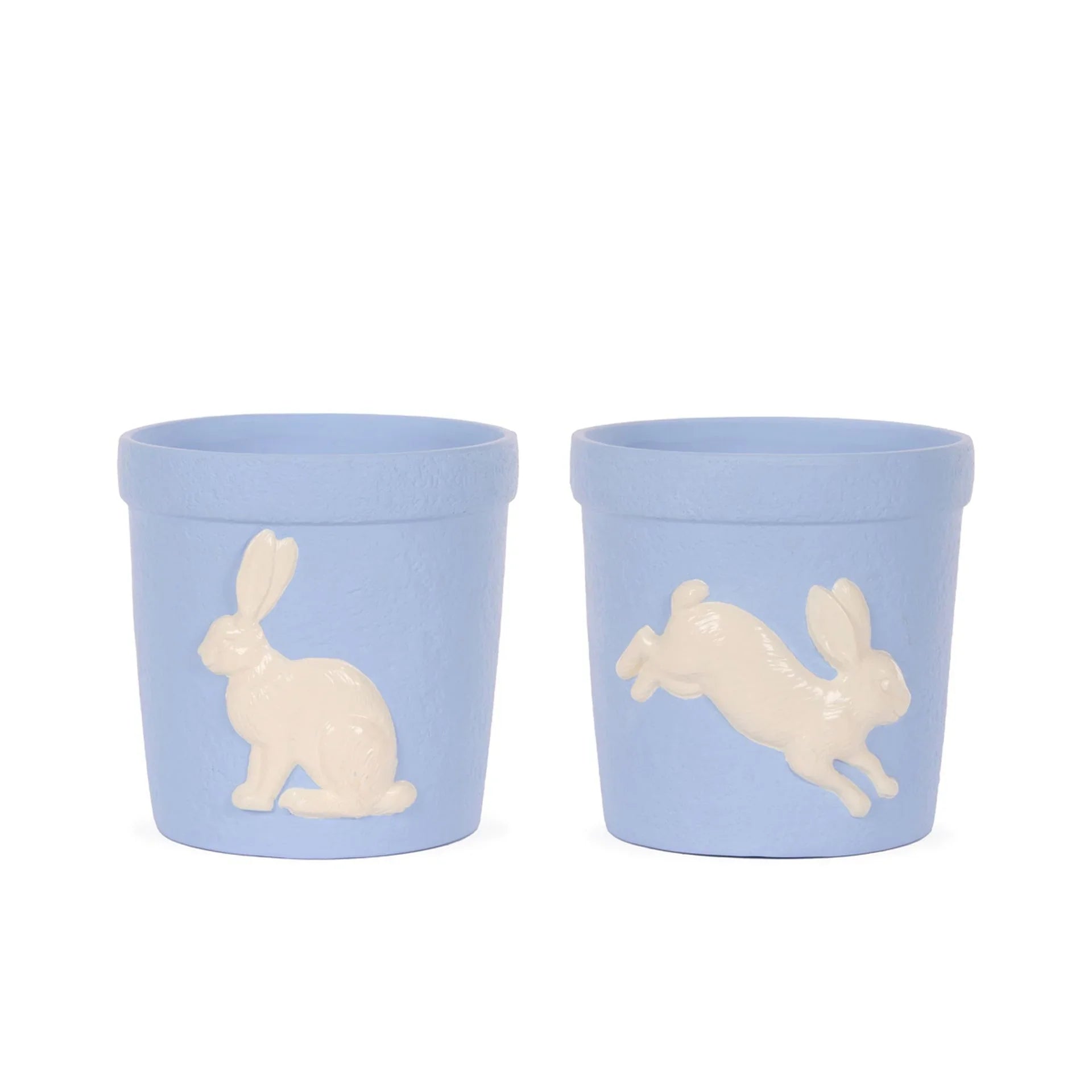 Assorted Embossed Blue Lapin Planters - Sitting or Jumping
