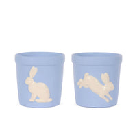 Assorted Embossed Blue Lapin Planters - Sitting or Jumping