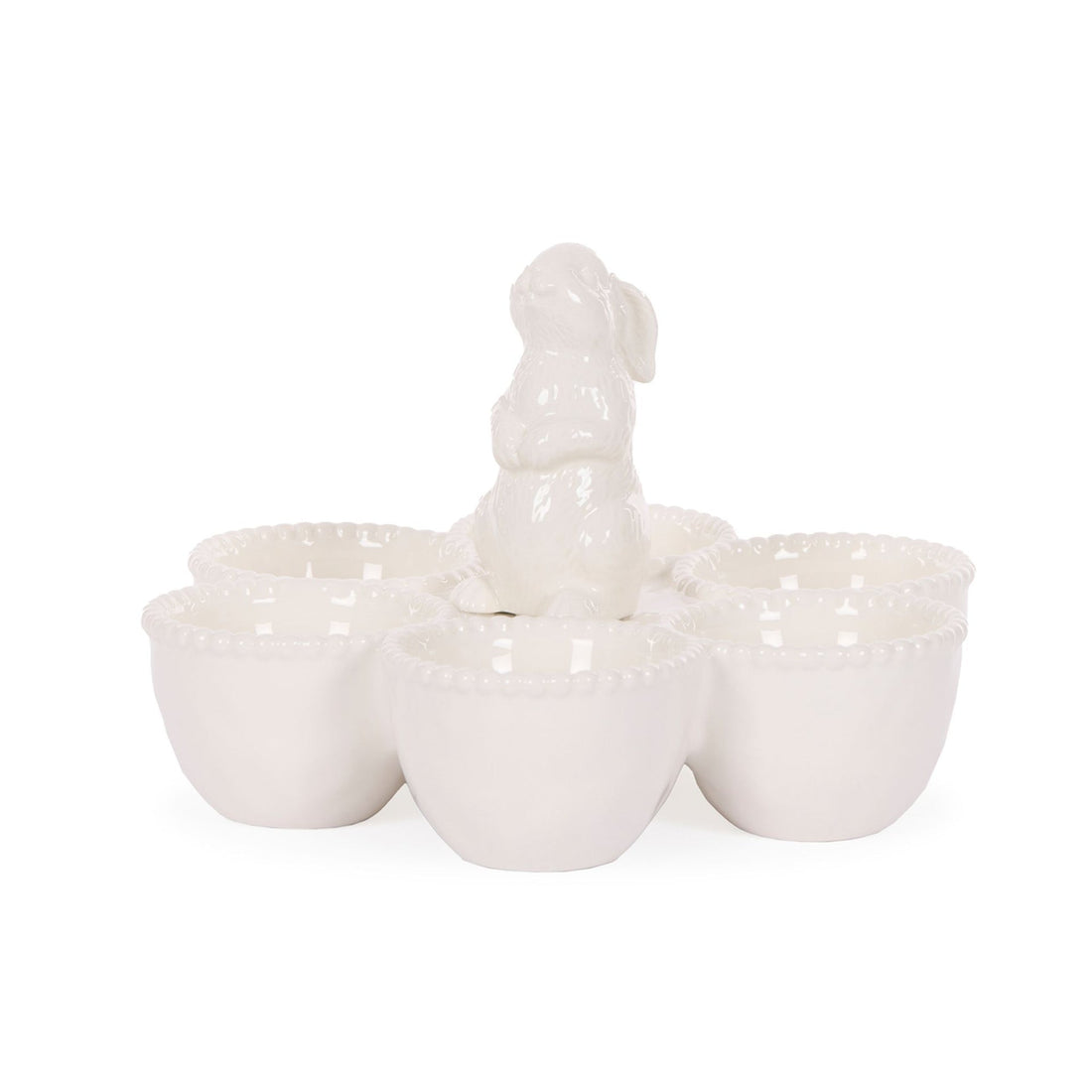 White Beaded Bunny Egg Holder