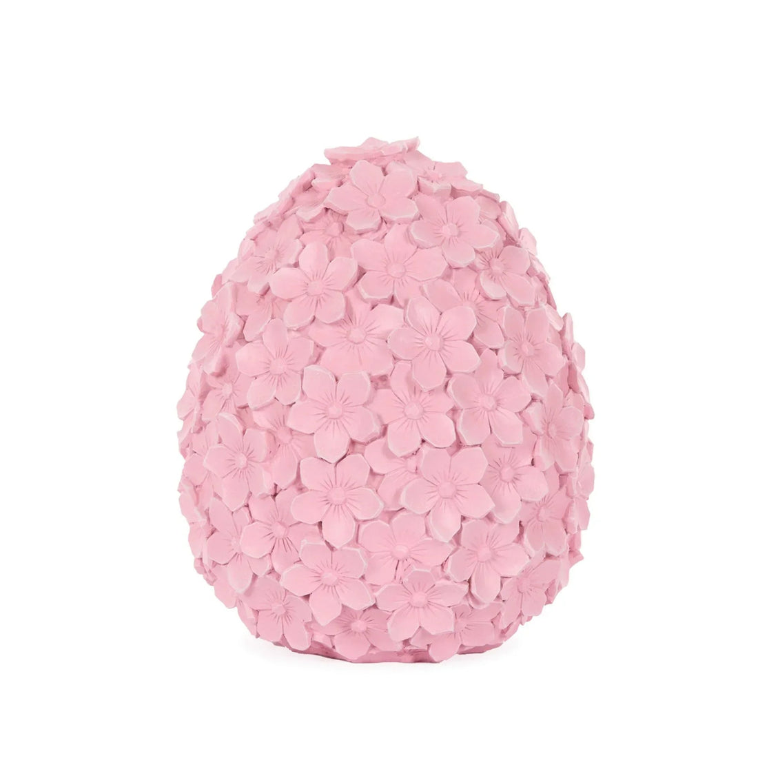 Pink floral egg-shaped home decor with cherry blossom details, elegant tabletop accent piece