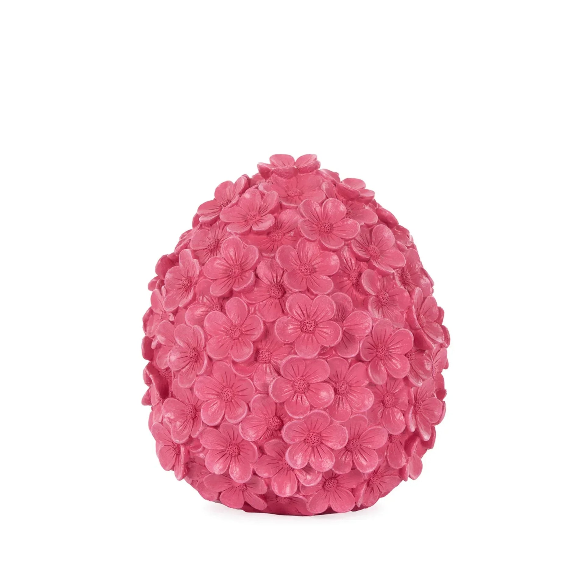 Pink floral egg-shaped home decor with 3D blossom details, perfect for elegant interior styling