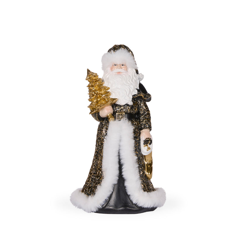 Black and Gold Santa with Fur - 23cm