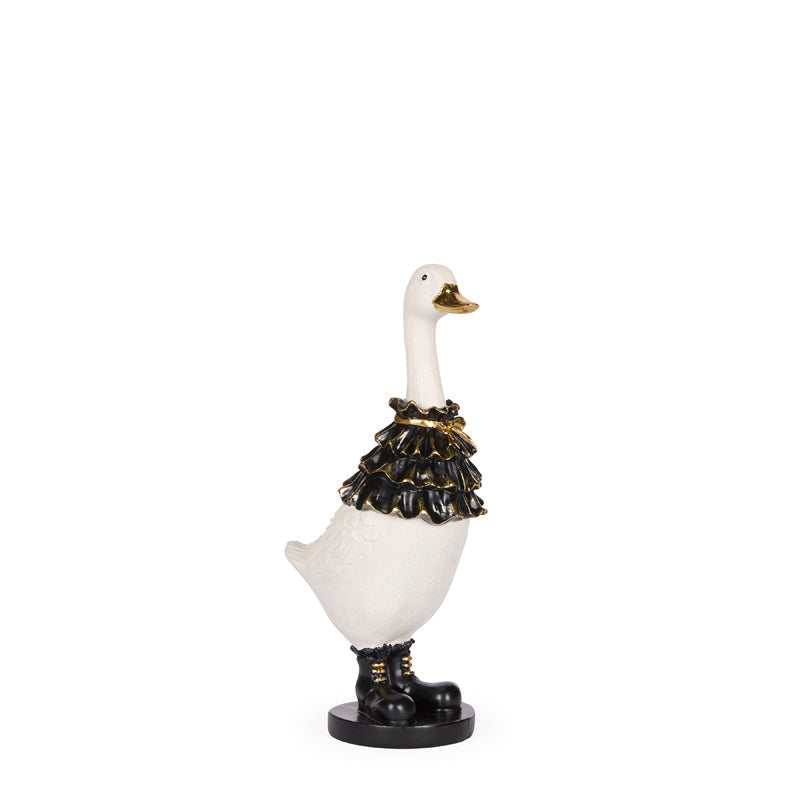 White and Gold Regal Duck With Bow Tie - 23cm