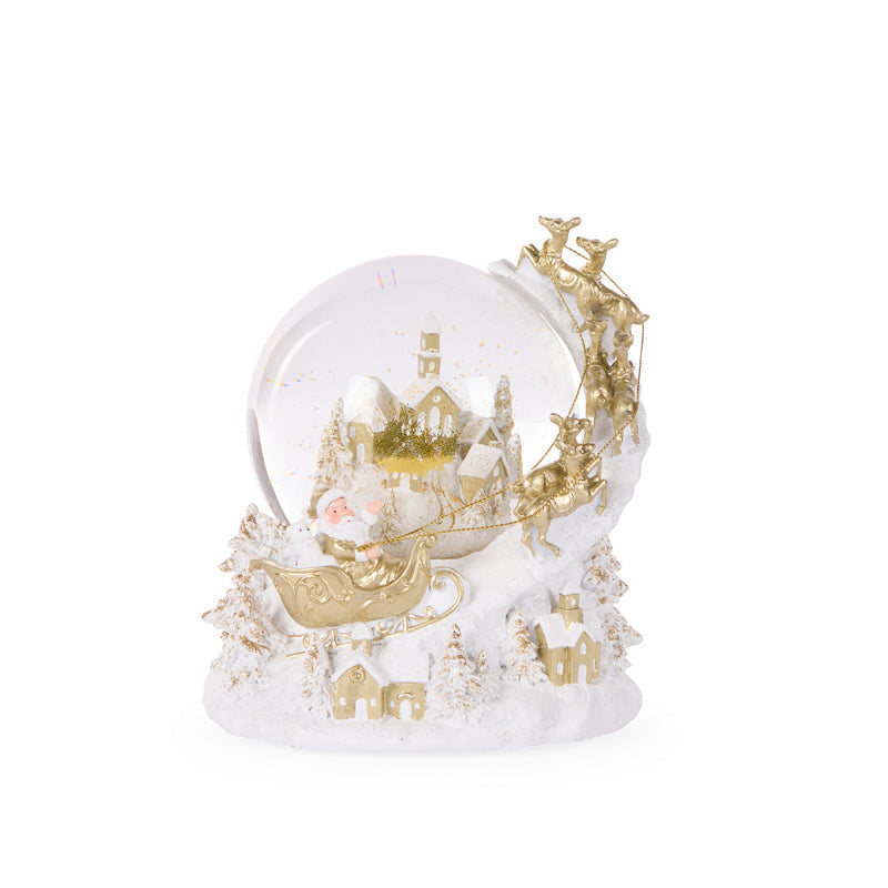 Musical Silver Santa Sleigh Snowglobe