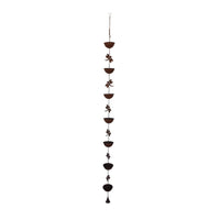 Rustic metal rain chain with flower accents, perfect for garden or patio home décor