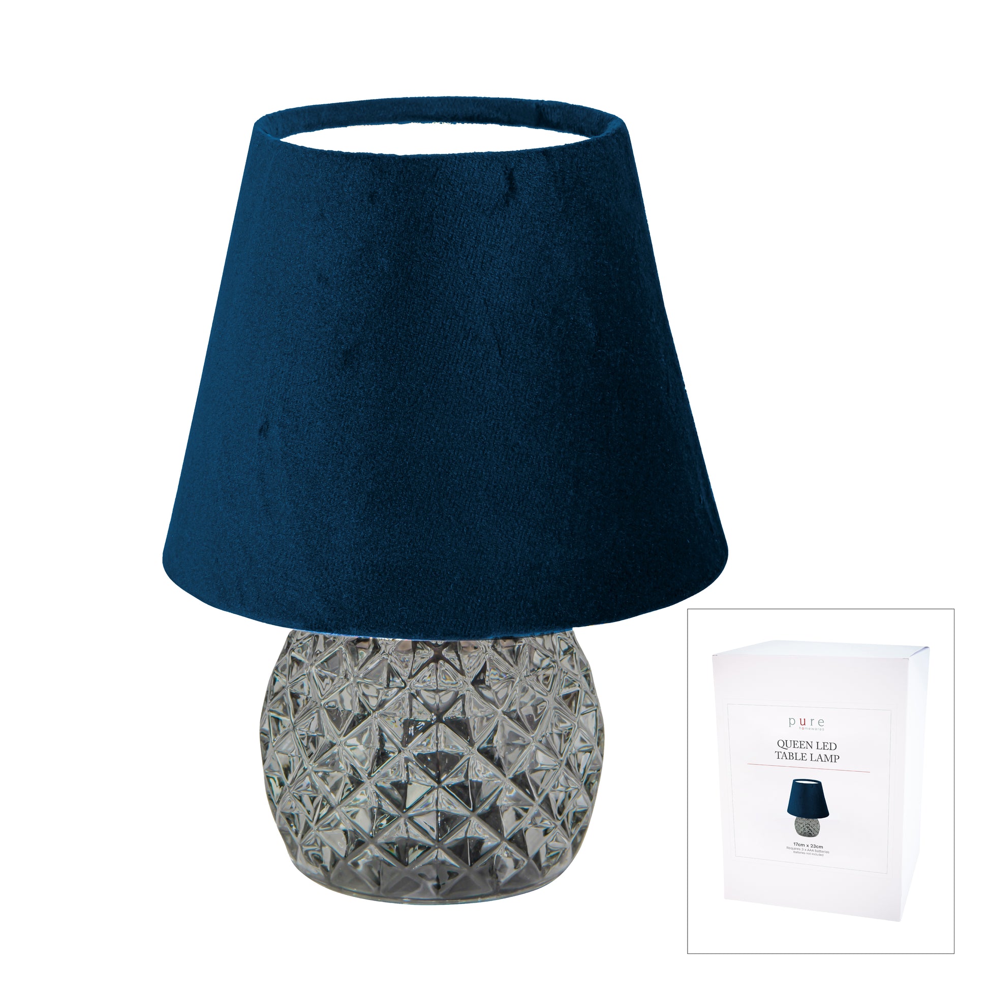 Queen Led Table Lamp Bottle Blue 23cm