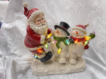 Santa and Snowmen with LED Lights