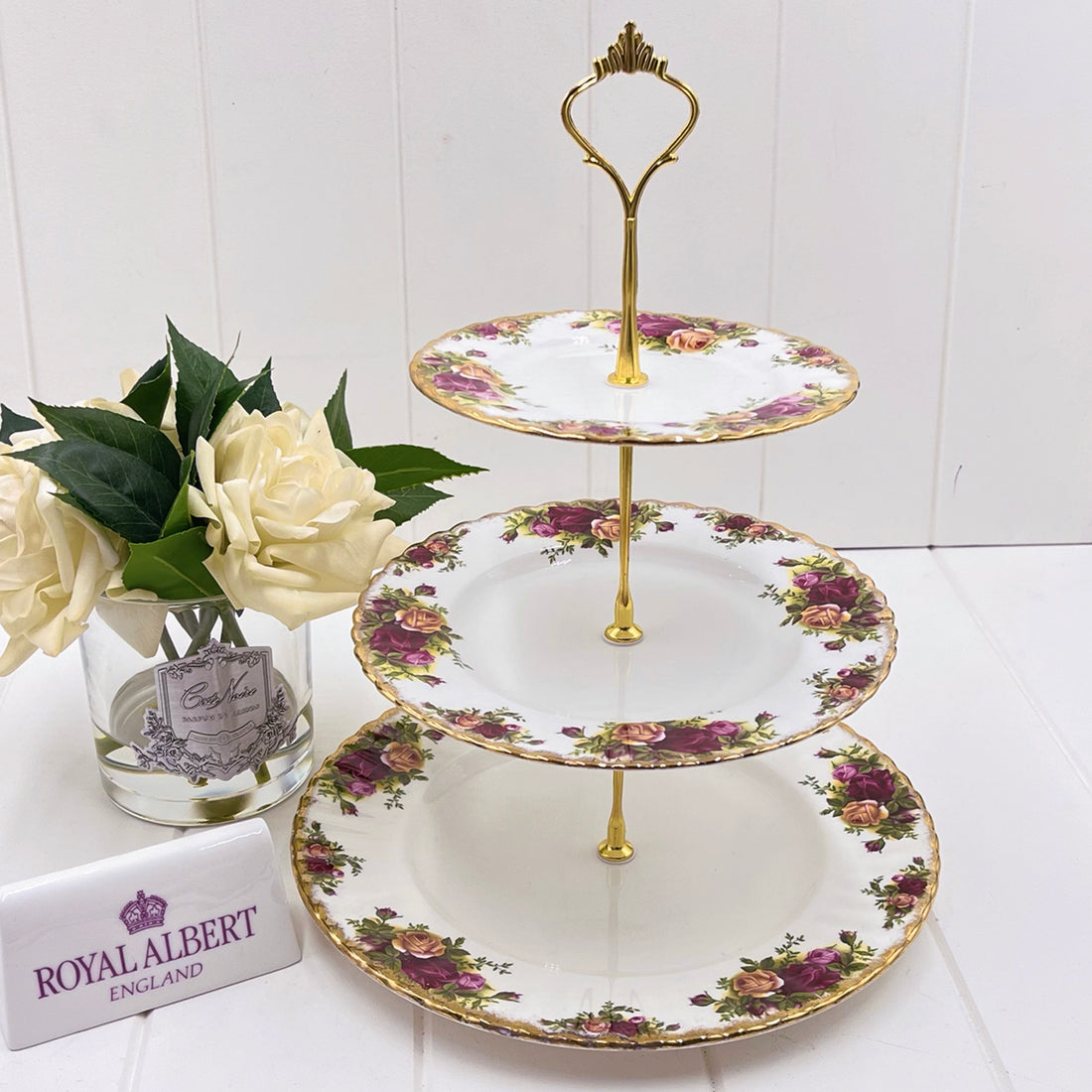 Royal Albert Vintage Old Country Roses Three Tier Cake Stand